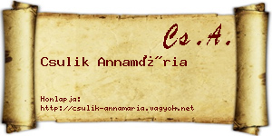 Csulik Annamária névjegykártya