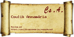 Csulik Annamária névjegykártya